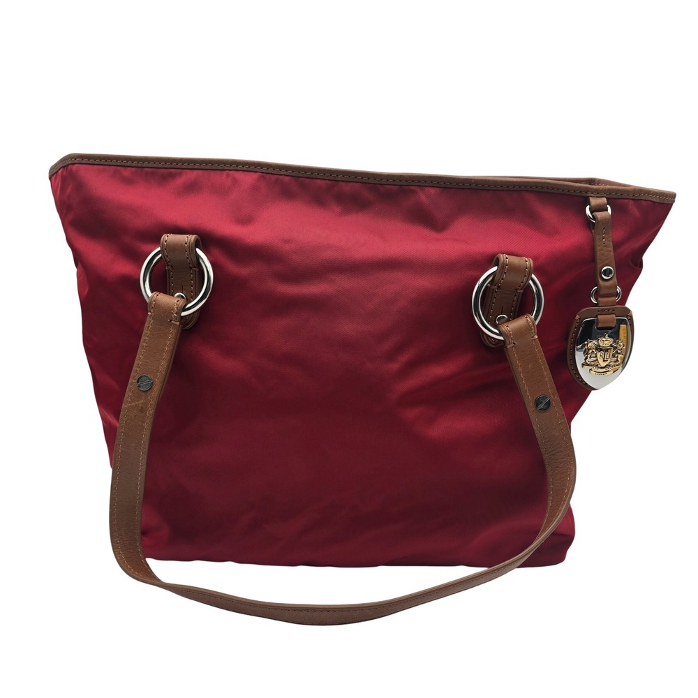 Ralph Lauren Red Nylon Leather Trim Tote‎ Bag Womens Shoulder Bag